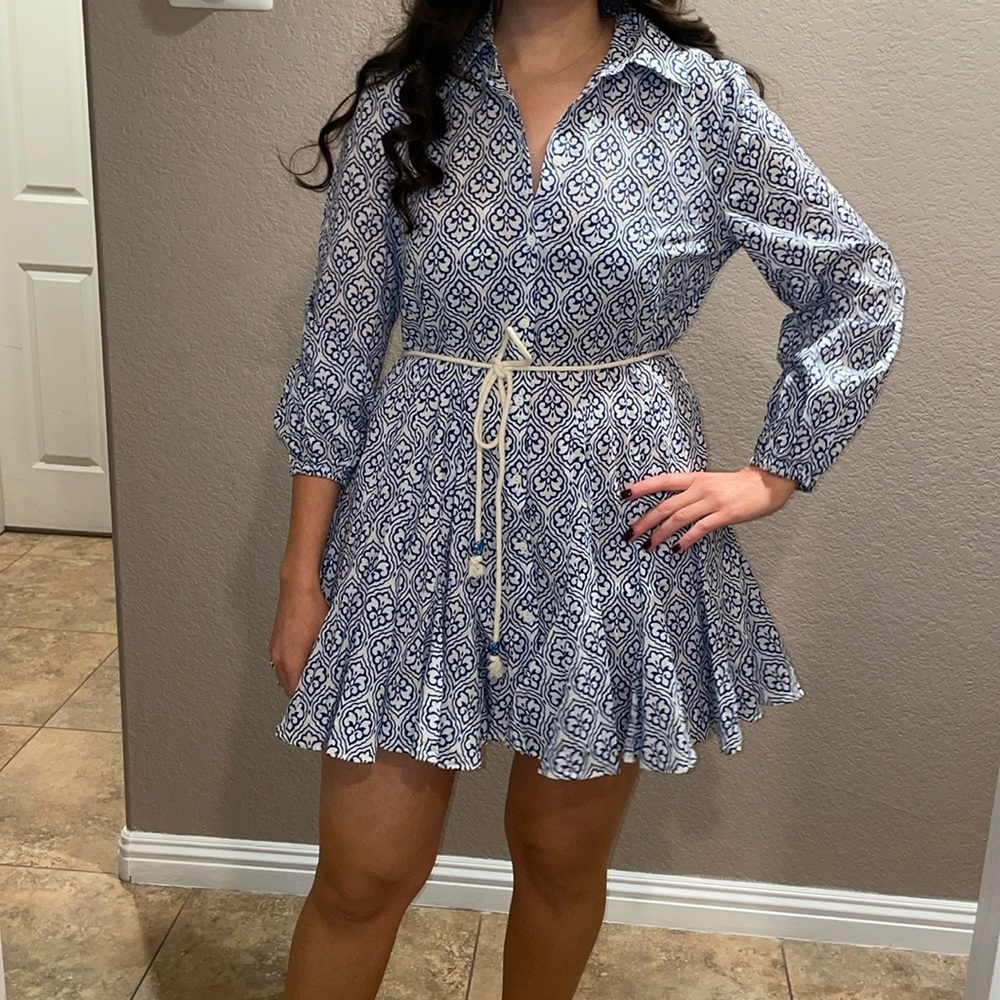 Blue Patterned Dress - image 2